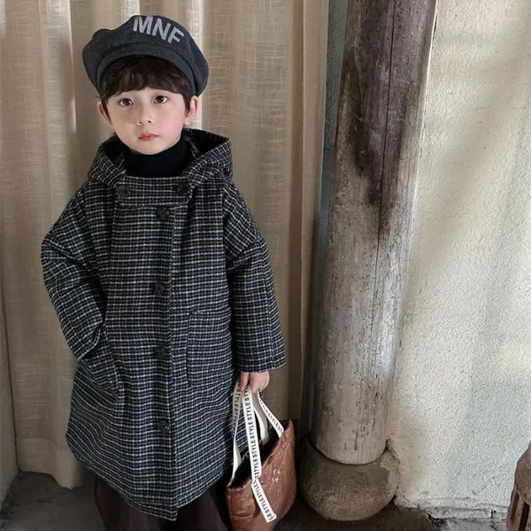 Vestes d'hiver longues à capuche pour garçons et filles, manteaux pour enfants, Trench-Coat épais rembourré en coton, 2023