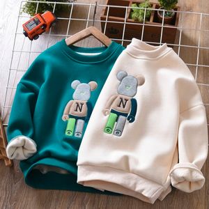 Jackets Boys Fleece Lined Sweater Winter Kinderen S Cartoon Top Single Layer Bottoming Shirt 230329