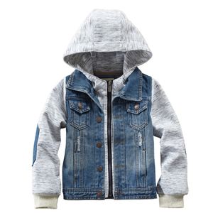 Jackets Boysed Denim Jacket Splicing Flower Gray Color Kids Zipper Jean Outerwear For Children 214 Y Cowboy Coat 230817