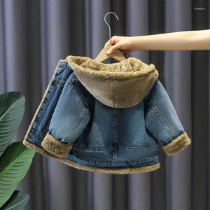 Jassen Jongensjas Herfst en winter Kindermode Denim Capuchon Gewatteerde Verdikte Top Baby Warme Kleding Jongenskleding