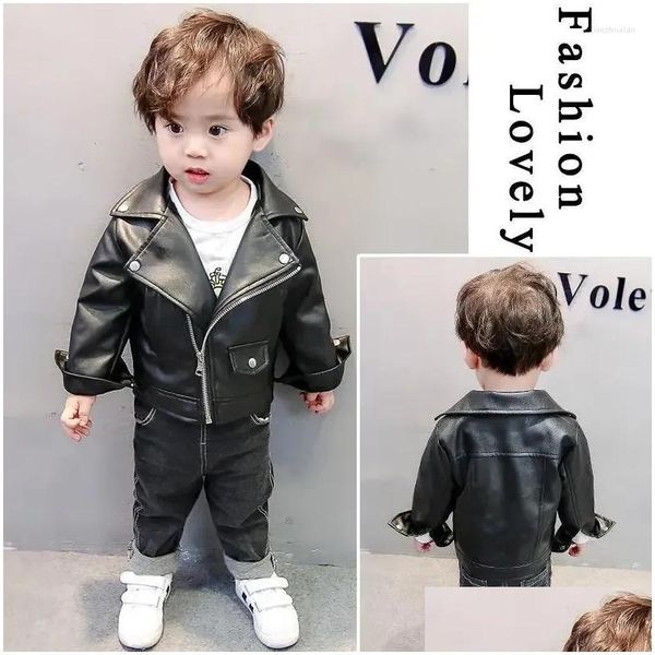 Vestes Garçons Veste En Cuir Couleur Unie Garçon Manteaux Enfants Style Décontracté Enfants Printemps Automne Vêtements Pour Livraison Directe Bébé Maternité CL Otvin