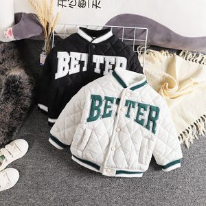 Jackets jongens bovenkleding winterkinderen mode dik honkbal uniform jasje voor babykinderen warme jassen kleding peuter tops outfits 6y 230331