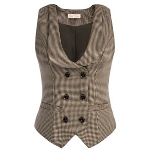 Jassen BP Vrouwen Vintage Retro Double Breasted Vest Diepe Vneck Zakdoek Zoom Vest Jas Mouwloze Slanke Jassen Causale Vrouwelijke Kleding