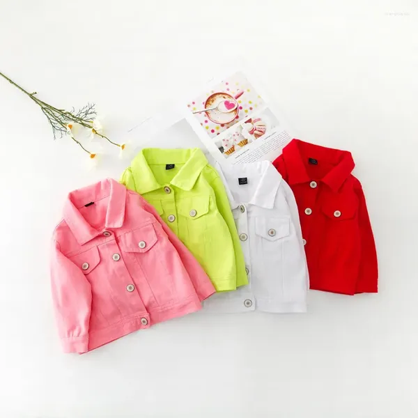 Chaquetas de marca para bebés y niños, chaqueta vaquera de Color caramelo, pantalones vaqueros informales de algodón para niños, ropa para niños de 1 a 10 años