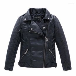 Jackets Brand Fashion Classic Girls Boys Black Motorcycle Leather Child Coat voor Spring Herfst 2-14 jaar