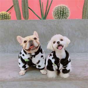 Chaquetas ropa para mascotas de dibujos animados para perros Otoño e Invierno Schnauzer Bichon perro pequeño y mediano abrigo cálido de hierba de cuero de vaca leche