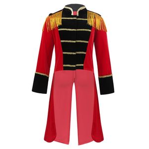 Vestes Enfant Enfants Garçons Cirque Ringmaster Costume Halloween Performance Cosplay Party Dress Up Manches Longues Col Montant Tailcoat Veste