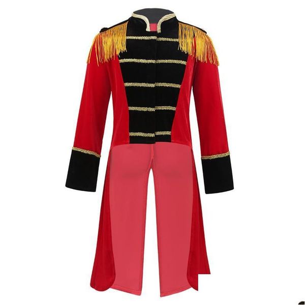 Vestes enfants enfants garçons circus ringmaster costume halloween performance cosplay fête robe up manneves stand collier tailcoat dr dh0ds