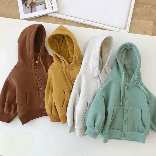 Chaquetas ropa para niños primavera y otoño cárdigan para niñas suéter polar con capucha niños pequeños abrigo cepillado para bebés