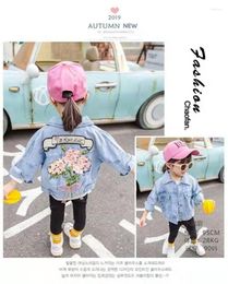 Jackets Children's Kids Denim For Girls Baby Flower Borduurwerk Coats Fashion Child Outsear Ripped Jeans 0 2 4 5y