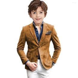 Chaquetas Ropa para niños Traje para niño Blazer Chaqueta de un solo pecho de cuero de gamuza Mangas largas Ropa de abrigo informal para niños de 3 a 16 años