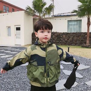 Vestes de Camouflage à capuche pour garçons, vêtements d'automne et de printemps 2024, manteau coupe-vent coréen, vêtements d'extérieur pour enfants de 1 à 11 ans