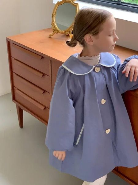 Vestes pour enfants vêtements filles manteau automne 2023 à la mode britannique bébé fille collier de poupée lâche