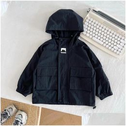 Jackets Children Coat 2024 Spring Autumn Fashionable Jacket Boys and Girls Capubia Capelista Simple Solid Color Kids Flow Drop entrega B OTXVJ