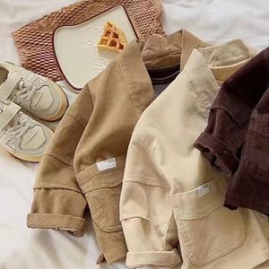 Jackets Children Coat 2024 Spring herfst Koreaanse stijl Solid Color Simple Loose Casual Fashion Jacket for Boys and Girls