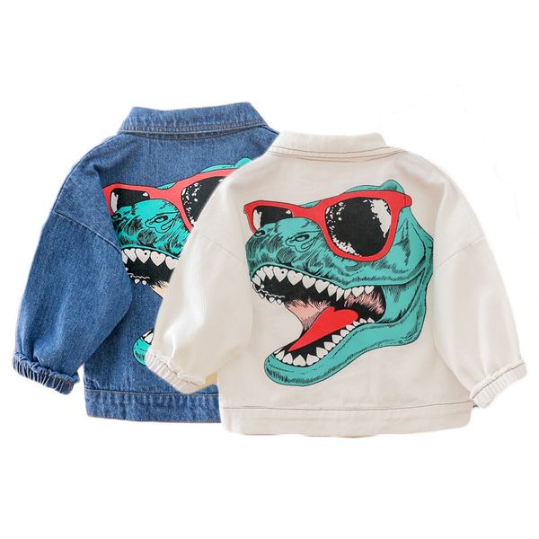 Vestes Enfants Denim Veste Garçon Dinosaure Imprimer Manteau Bébé Fille Dessin Animé Ours Vêtements Enfant Smiley Lettres 1 4 Ans 230627