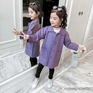 Jackets Children Jacket for Girls Winter Wool Warm Overjas mode meisjes kleding kinderen bovenkleding herfst meisjesjas R230812