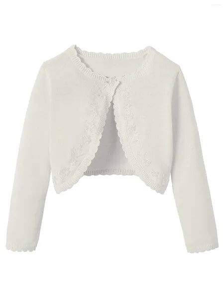 Vestes enfants enfants manches longues blanc boléro veste haussement d'épaules formelle fête de mariage manteaux châle fleur filles manteaux vêtements d'extérieur