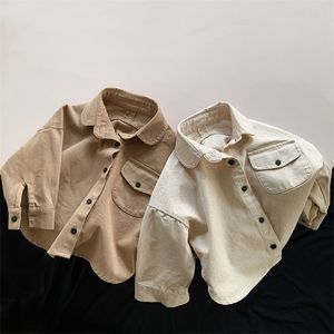 Jackets kinderen lange mouw shirts baby pocket jas mode meiden vestiging vintage kinderen jongens herfst kleding 221010