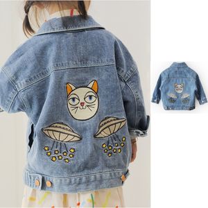 Jackets Children S Autumn and Winter Cartoon geborduurde jongen denim katoenen meisjes kleding 221010