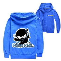 Vestes pour enfants dessin animé ninja kidz kidz kidz zipper coat imprime tops vêtements enfants garçons et filles veste à manches longues t-shirt vêtements