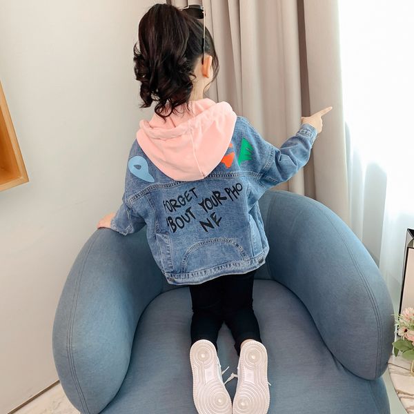 Vestes Vêtements pour enfants Filles Denim Jacket Fashion Style Hooded Tops Little Spring and Autumn Kids Jean for 221010