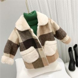Vestes d'hiver pour enfants, manteau polaire Long, épais et chaud à carreaux, vêtements pour bébés enfants, veste d'extérieur 80-130 Cm