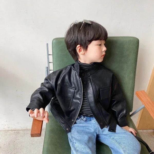 Chaquetas Chaqueta para niños Abrigo de primavera y otoño Versión coreana Cuero Niños guapos