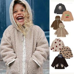 Vestes manteau épais pour enfants 23 automne/hiver KS paillettes Panda cerise sweat veste agneau polaire à capuche vêtements pour garçons