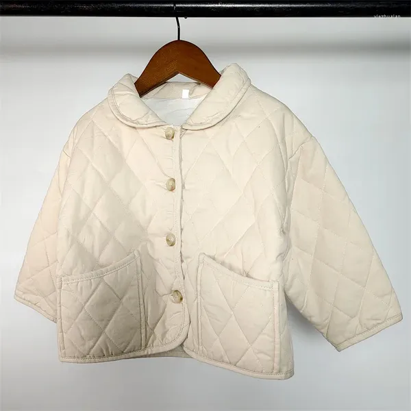 Chaquetas Ropa de invierno para niños y niñas Abrigo acolchado de algodón con rombos estilo coreano Retro