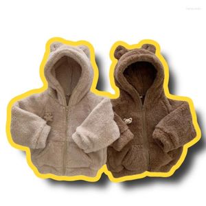 Vestes Manteau d'hiver pour enfants bébé à capuche en peluche veste garçons filles épaissi Cardigan chaud neige porte dessin animé ours oreille à manches longues manteaux