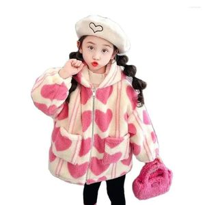 Vestes manteau pour fille motif coeur filles fourrure Style décontracté enfants enfant en bas âge vêtements pour enfants