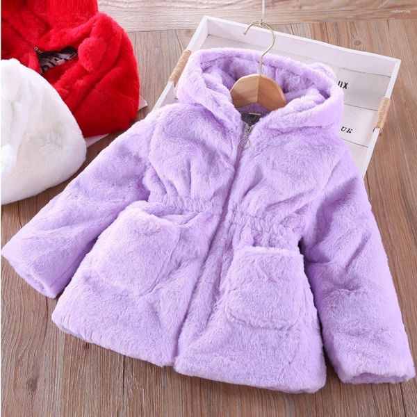 Chaquetas abrigo de invierno para niñas, ropa gruesa de algodón para niños, ropa de abrigo cálida para bebés, cintura elástica plisada sólida, Simple