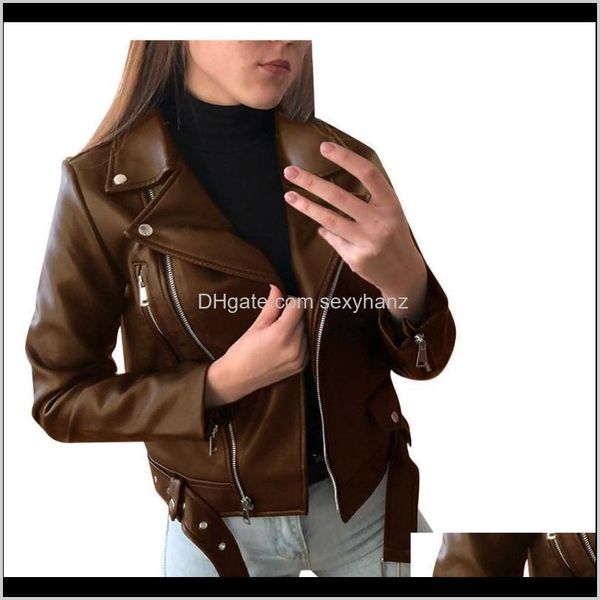 Vestes Manteaux Femmes Vêtements Vêtements Drop Delivery 2021 Classique Moto Biker Femmes Cool Faux Veste En Cuir À Manches Longues Fermeture Éclair Ajustée Manteau Fal