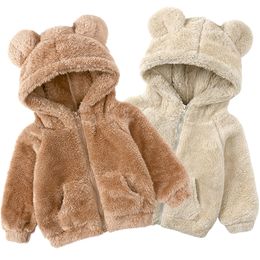 Vestes mignons ours oreilles capuches en peluche veste veste printemps automne chaude bébé manteau moteur de mode garçons sorties 1 7 ans