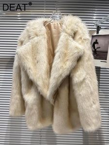 Jackets deat mode hoogwaardige warme bont jas voor dames nieuwe losse warme turn kraag lange mouw jas vrouw 2023 winter 11p01391