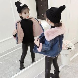 Vestes Denim manteau pour enfant filles fausse fourrure vêtements d'extérieur enfants Jean Wam épais polaire mode solide coton veste