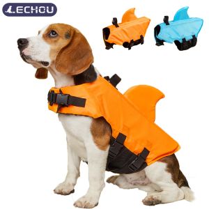 Vestes Gilet de sauvetage pour chien réglable pour animaux de compagnie, veste de requin, vêtements pour chiens, gilet de sécurité avec poignée pour chiens de petite, moyenne et grande taille, surf