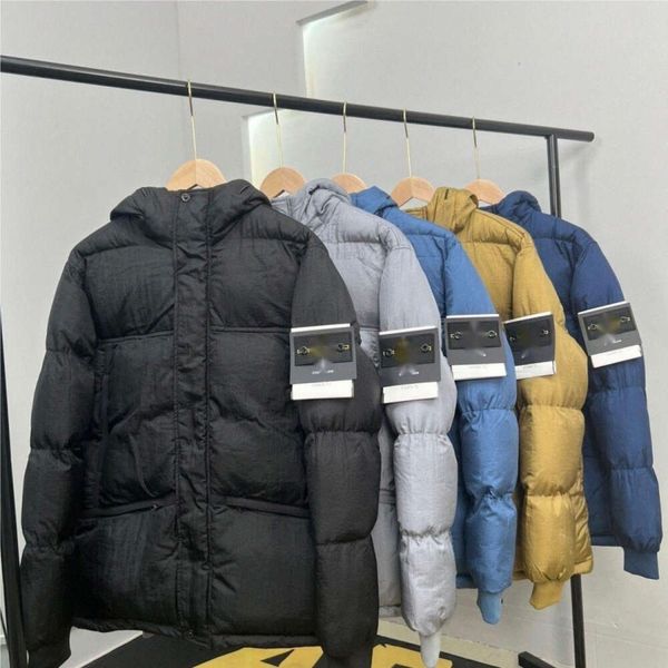 Chaquetas Abajo Chaqueta De Algodón Otoño E Invierno New Stones Island Versión Alta Del Metal Nylon Impermeable Hombres Mujeres Parejas Deportes Ocios