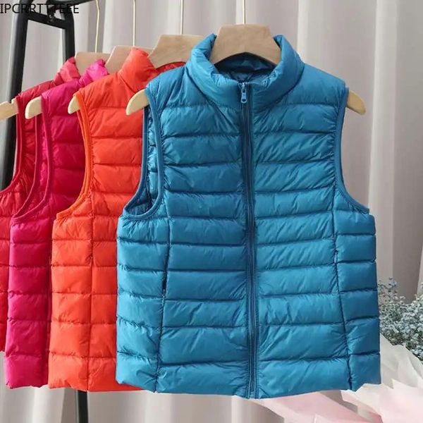 Jackets Down Chaqueta de chaleco Mujeres con capucha ultra delgada 90% ultra ligera pato de pato