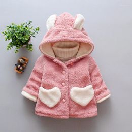 Jassen Dulce Amor Baby Meisje Warme Jas Peuter Winterkleding Mode Baby Liefde Hart Bovenkleding Fluwelen Dikker Jas