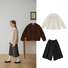 Vestes EnkeliBB 1-8Y enfants fille hiver tricot Cardigans marque de maïs vêtements de créateur enfants qualité marron manteaux en coton