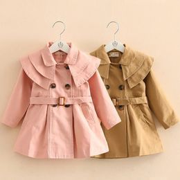 Vestes Mode automne hiver enfants bébé filles Trench manteau petites filles solide veste Style coréen Double boutonnage à manches longues manteau 231005