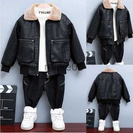 Vestes Mode bébé garçons veste 0-12 ans veste en pu épaisse pour enfants en peluche velours épais cuir pilote manteau enfants hiver chaud garçons vêtements d'extérieur J231115