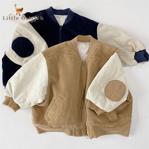 Jackets Fashion Baby Girl Boy Corduroy Jacket Infant Toddle Child Bomber Coat Blazer Outderse Leer Patter Spring Herfst Babykleding 03T 220826