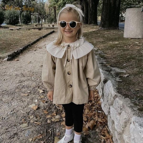 Vestes Mode bébé fille garçon coton Trench veste col en dentelle infantile enfant en bas âge enfant Patchwork manteau de poussière printemps automne vêtements 1-10Y