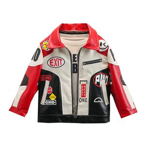 Jackets Fashion Boys Leather Creative Hiphop Street voor 110 jaar kind Kid PU Motorfiets topkleding 230310