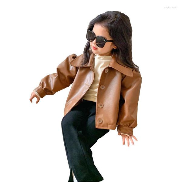 Chaquetas de moda para niña, chaqueta de cuero, ropa fresca para motocicleta, abrigo corto de PU para niñas de 1 a 8 años