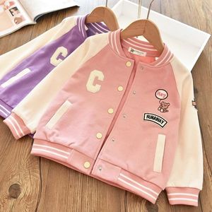 Jaquetas moda meninas jaqueta de beisebol primavera outono bonito uniforme casaco para menina esportes outerwear 3-12 anos adolescentes crianças roupas 231129