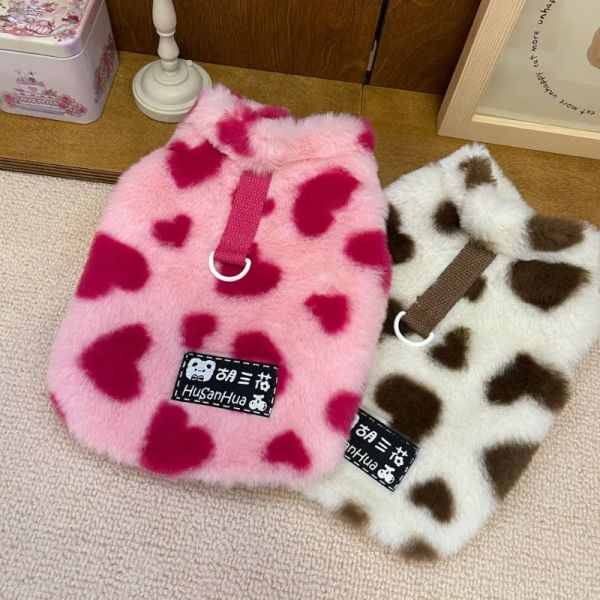 Chaquetas Moda Corazón Abrigo para Perros Chaqueta Ropa para Perros Mascotas Perro Caliente Perro Dulce Ropa para Perros Terciopelo Térmico Cálido Otoño Invierno Ropa para Perros